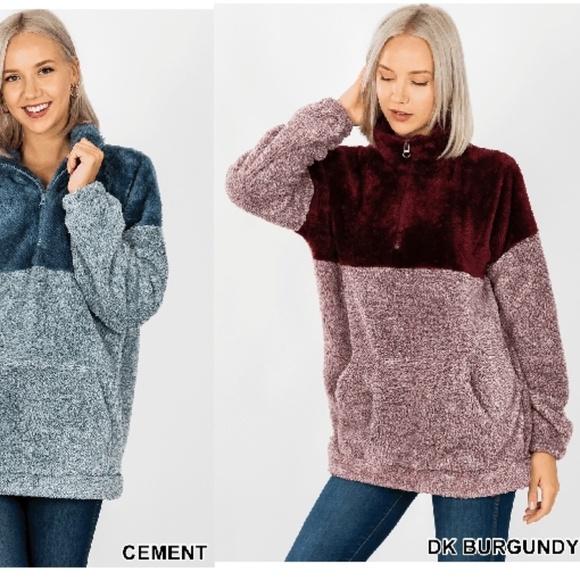Zenana Outfitters Tops - NEW BURGUNDY FAUX FUR SHERPA PULL OVER TOP SWEATER Zenana Outfitters Tops - NEW BURGUNDY FAUX FUR SHERPA PULL OVER TOP SWEATER